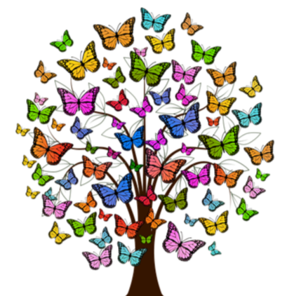 a tree with branches that have butterflies at the end of each branch