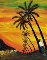 “Between the Palms” by Metropolitan Center student Daisy Ferrer. As a Dominican immigrant celebrating her heritage, Ferrer’s colorful landscape paintings, streets and traditional vendors depict a blend of Spanish, African and Native Tainos. (Image provided by the artist)