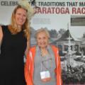 President Hancock with alumna Josie Quinones ’91 at Saratoga Race Course during the annual day at the races event.